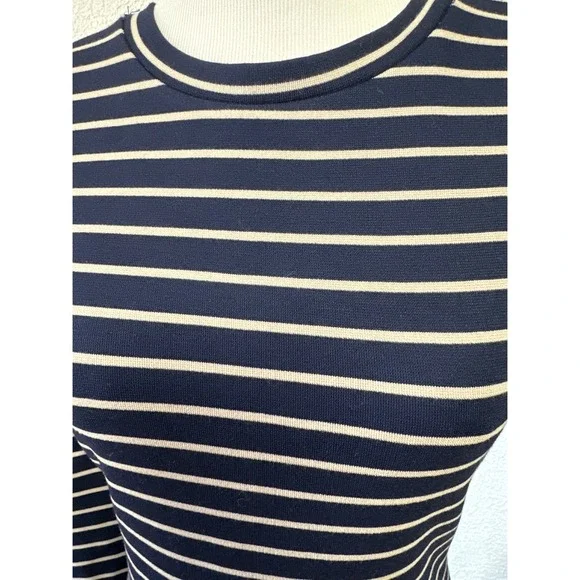 Iris Los Angeles Navy Striped Long Sleeve Tulip Hem Bodycon Dress Nautical M NWT - Picture 2 of 9